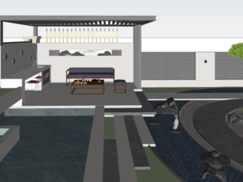 Small courtyard landscape design SU model 3D Model