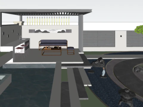 Small courtyard landscape design SU model 3D Model