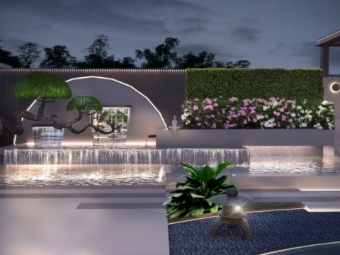 Small courtyard landscape design SU model 3D Model