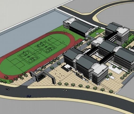 Sketchup model of primary school building 3D 模型 .c4d .max .obj .3ds .fbx .stl .blend 