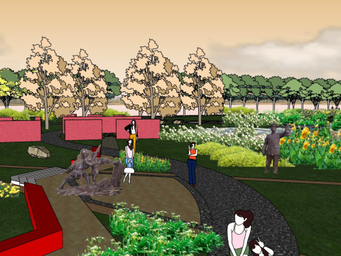 Small park landscape design sketchup model Japanese style landscape sketch design Modelo 3D