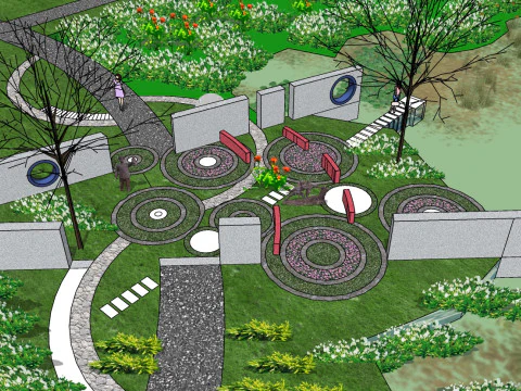 Small park landscape design sketchup model Japanese style landscape sketch design 3D Model