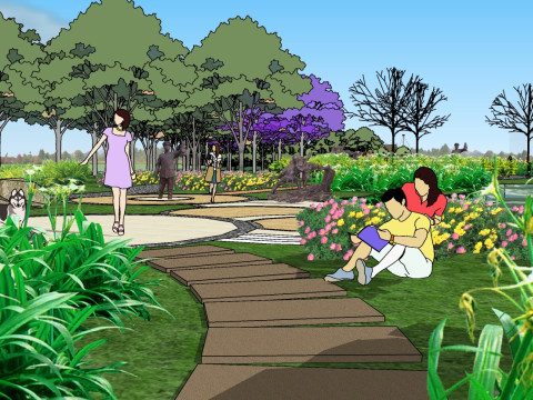 Small park landscape design sketchup model Japanese style landscape sketch design Modelo 3D