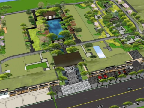 休闲运动居住区景观设计SU模型 3D 模型