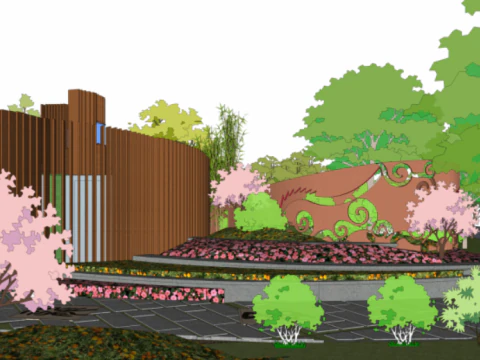 Modelo SU de paisagem de pequeno jardim Modelo 3D