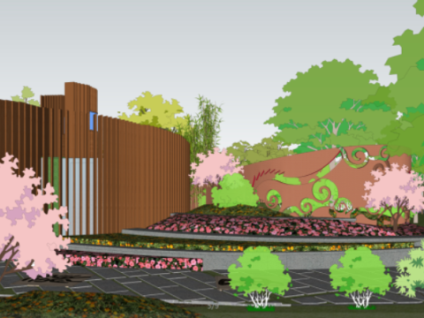 SU Model of Small Garden Landscape 3D Model