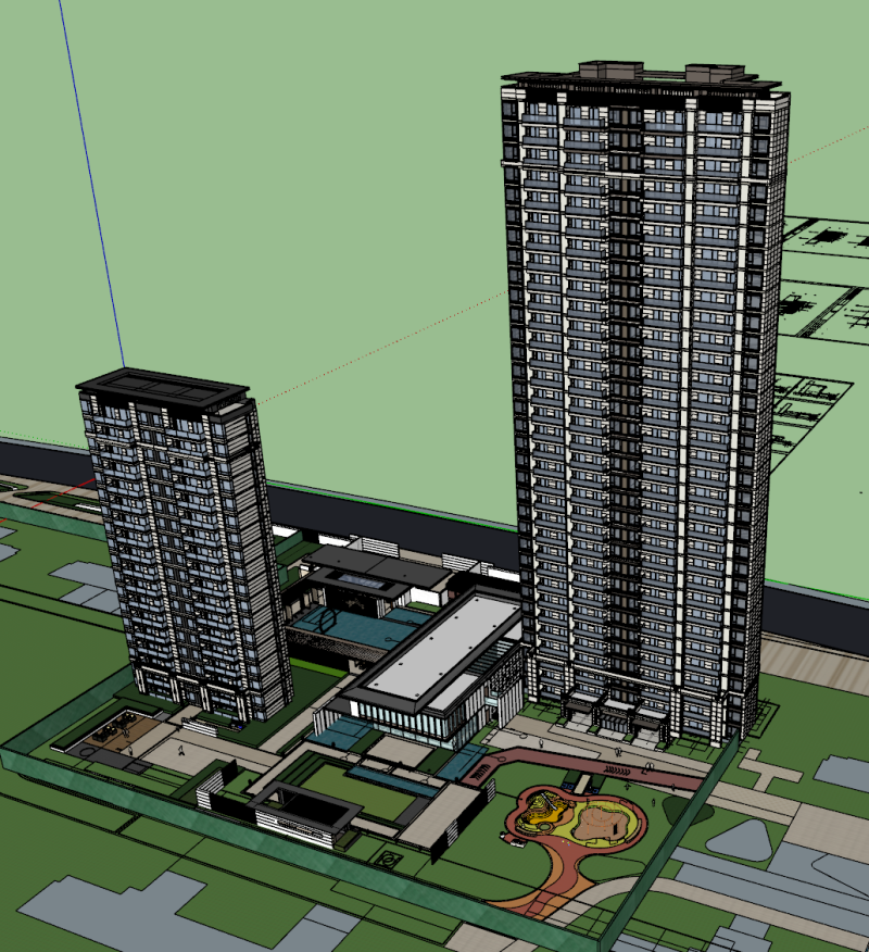 Asian style demonstration zonehigh-rise design SU model 3D Модель .c4d .max .obj .3ds .fbx .stl .blend 