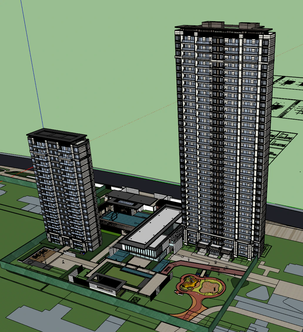 Asian style demonstration zonehigh-rise design SU model 3D Model .c4d .max .obj .3ds .fbx .stl .blend 