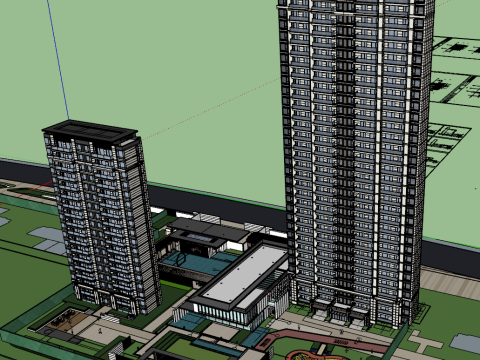 Asian style demonstration zonehigh-rise design SU model 3D Model