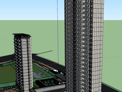 Asian style demonstration zonehigh-rise design SU model 3D Модель