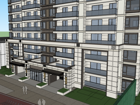 Asian style demonstration zonehigh-rise design SU model 3D Модель
