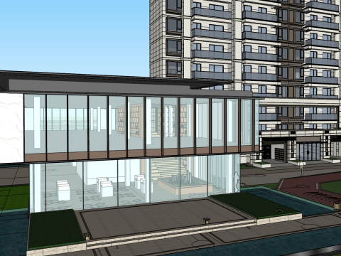 Asian style demonstration zonehigh-rise design SU model 3D Модель