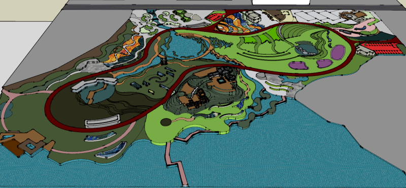 Colorful park landscape model su 3D 模型 .c4d .max .obj .3ds .fbx .stl .blend 