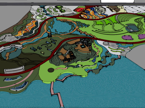 Colorful park landscape model su 3D Model