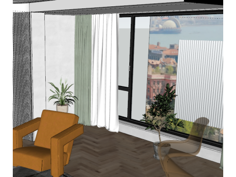 Fine design of French living room SU model Model 3D