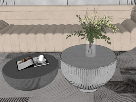 Fine design of French living room SU model Model 3D