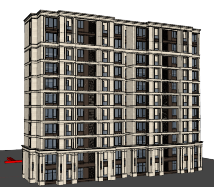French style small high-rise standardized residential building SU model Model 3D .c4d .max .obj .3ds .fbx .stl .blend 
