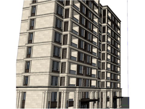 French style small high-rise standardized residential building SU model Model 3D