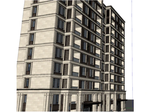 French style small high-rise standardized residential building SU model 3D Model