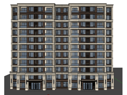 French style small high-rise standardized residential building SU model Model 3D