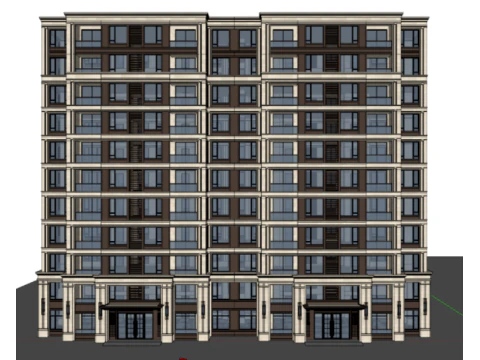 French style small high-rise standardized residential building SU model 3D Model