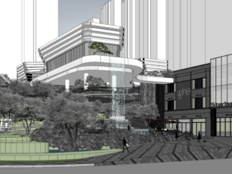 High-end atmosphere fashion spring breeze South Bank sales office landscape sketchup model 3D Model
