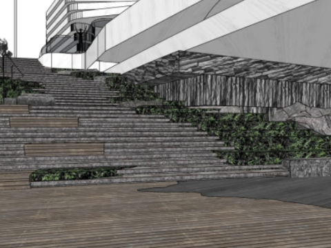 High-end atmosphere fashion spring breeze South Bank sales office landscape sketchup model 3D Model