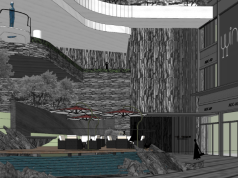 High-end atmosphere fashion spring breeze South Bank sales office landscape sketchup model 3D Model