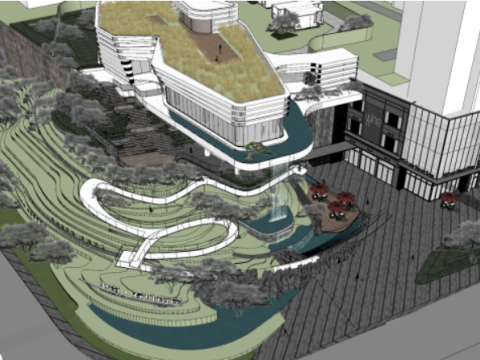 High-end atmosphere fashion spring breeze South Bank sales office landscape sketchup model 3D Model