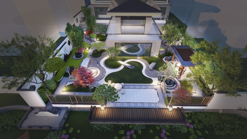 High-end atmospheric villa landscape design su model Modèle 3D .c4d .max .obj .3ds .fbx .stl .blend