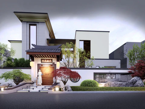 High-end atmospheric villa landscape design su model 3D Model
