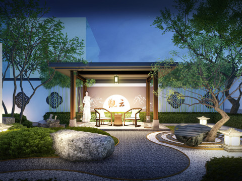 High-end atmospheric villa landscape design su model Modèle 3D