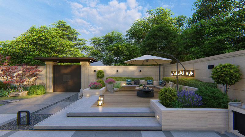 High-end villa outdoor courtyard landscape design fine su model 3D Modell .c4d .max .obj .3ds .fbx .stl .blend
