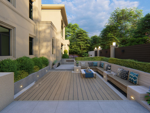 High-end villa outdoor courtyard landscape design fine su model 3D Modell