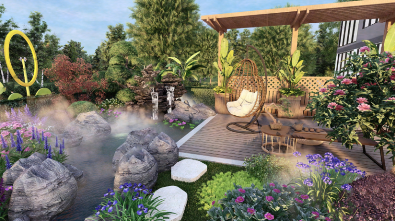 High-rise building outdoor courtyard design su model Modèle 3D .c4d .max .obj .3ds .fbx .stl .blend
