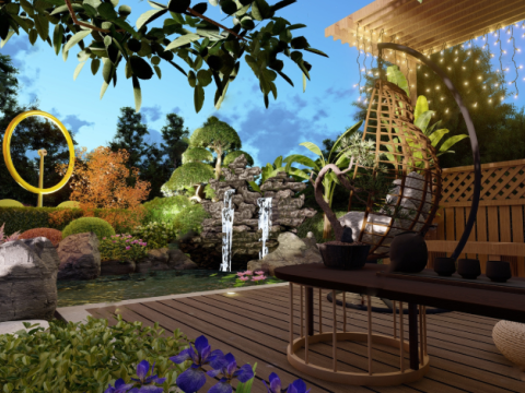 High-rise building outdoor courtyard design su model Modèle 3D