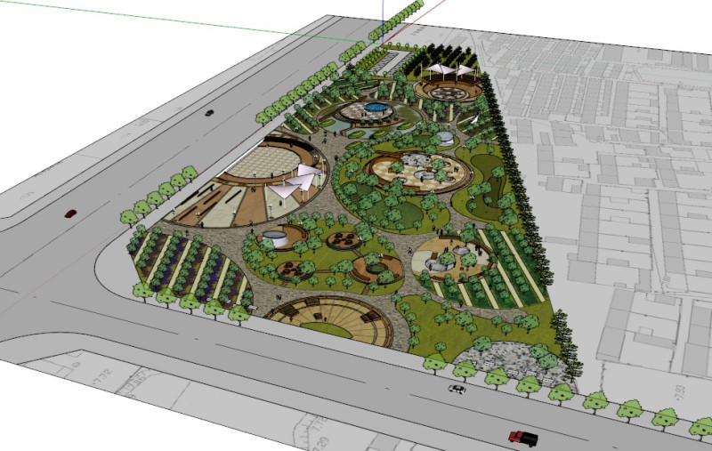 Sketchup de diseño de paisaje cuadrado de ocio multifuncional Modelo 3D .c4d .max .obj .3ds .fbx .stl .blend 