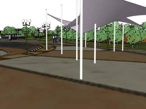 Sketchup de diseño de paisaje cuadrado de ocio multifuncional Modelo 3D