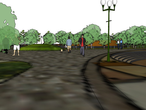 Sketchup de diseño de paisaje cuadrado de ocio multifuncional Modelo 3D