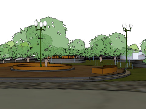 Sketchup de diseño de paisaje cuadrado de ocio multifuncional Modelo 3D