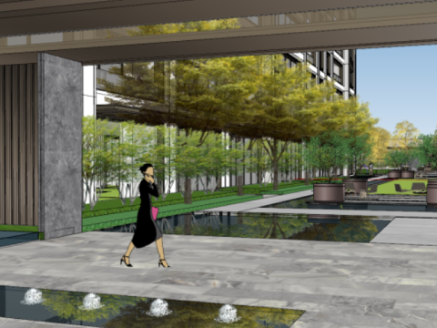 Diwang Mansion Modern and Elegant High RiseStacked Villa Area Landscape SU Model 3D 模型