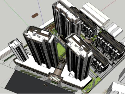 Diwang Mansion Modern and Elegant High RiseStacked Villa Area Landscape SU Model 3D 模型