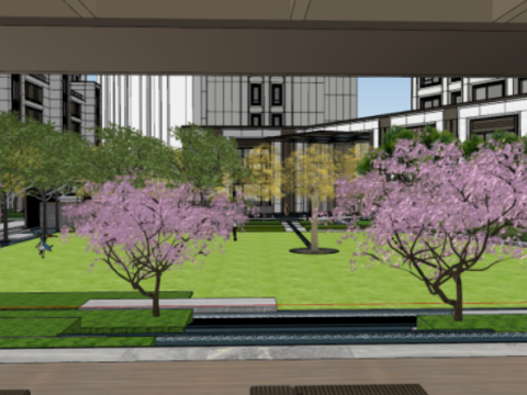 Diwang Mansion Modern and Elegant High RiseStacked Villa Area Landscape SU Model 3D 模型