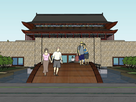 Ancient architectural square design su model 3D Модель