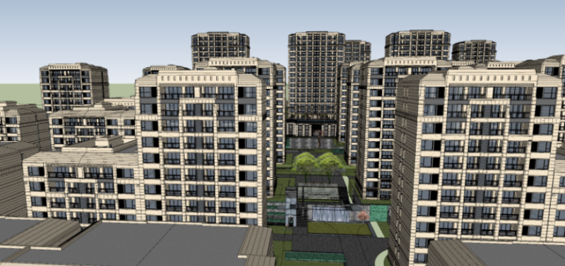 High-end garden community residential planning and architectural SU model 3D 모델 .c4d .max .obj .3ds .fbx .stl .blend