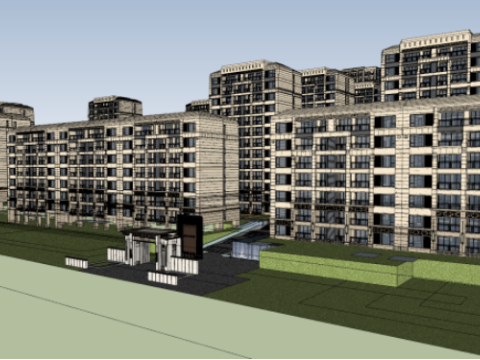 High-end garden community residential planning and architectural SU model 3D 모델