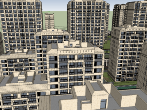 High-end garden community residential planning and architectural SU model 3D 모델