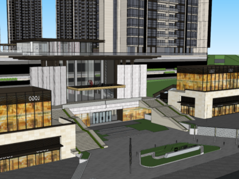 International style SU model of modern high-rise buildings 3D Модель