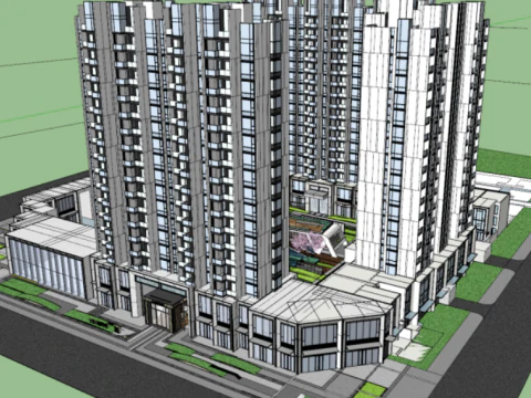 Modern y&uuml;ksek katlı 3D Model