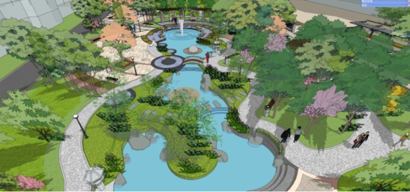 Park landscape SU model Modelo 3D .c4d .max .obj .3ds .fbx .stl .blend 